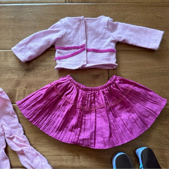 American Girl Doll “Sweet Sequins Party” Outfit with Pink Sweater, Dress, Tights - Picture 10 of 16